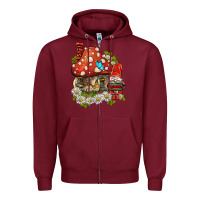 Burgundy welcome gnome ladybug Zipper Hoodie - BarkalooDesign