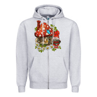 Heather Grey welcome gnome ladybug Zipper Hoodie - BarkalooDesign