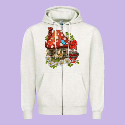 Welcome Gnome Ladybug Zipper Hoodie Designed By Barkaloodesign