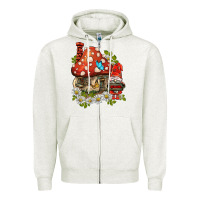 Oatmeal Heather welcome gnome ladybug Zipper Hoodie - BarkalooDesign