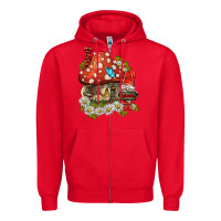 Red welcome gnome ladybug Zipper Hoodie - BarkalooDesign