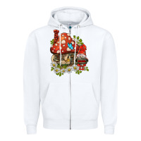 White welcome gnome ladybug Zipper Hoodie - BarkalooDesign