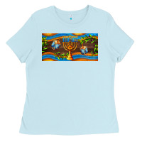 Baby Blue hanukkah with candlestick Ladies Tee - AdoDesignShop