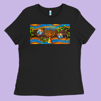 Hanukkah With Candlestick Ladies Tee Designed By Adodesignshop