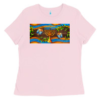Bubblegum Pink hanukkah with candlestick Ladies Tee - AdoDesignShop