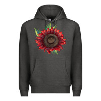 Charcoal Heather ProCut Red Sunflower Premium Hoodie - LillyAllenDesigns