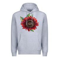 Heather Grey ProCut Red Sunflower Premium Hoodie - LillyAllenDesigns