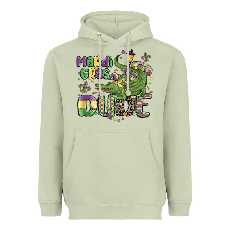 Mardi Gras Dude Alligator Heavyweight Hoodie by MaliasSmallBusiness | Teevron