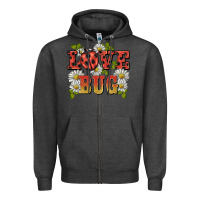 Charcoal Heather ladybug love bug Zipper Hoodie - BarkalooDesign