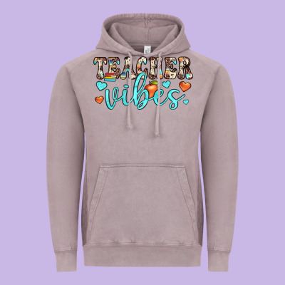 Teacher Vibes Vintage Hoodie Designed By Jahusdesignshop