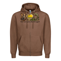 Chestnut Peace Love Green Chameleon Lizard Zipper Hoodie - LillyAllenDesigns