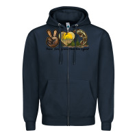 Navy Peace Love Green Chameleon Lizard Zipper Hoodie - LillyAllenDesigns
