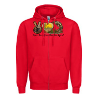 Red Peace Love Green Chameleon Lizard Zipper Hoodie - LillyAllenDesigns