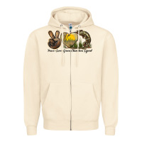Sandshell Peace Love Green Chameleon Lizard Zipper Hoodie - LillyAllenDesigns