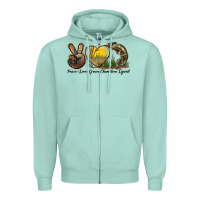 Peace Love Green Chameleon Lizard Zipper Hoodie | Teevron