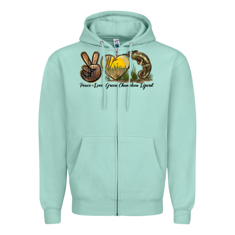 Peace Love Green Chameleon Lizard Zipper Hoodie by LillyAllenDesigns | Teevron
