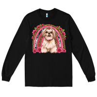 Black shih tzu floral rainbow Long Sleeve Tee - JahusDesignShop