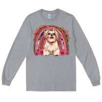 Heather Grey shih tzu floral rainbow Long Sleeve Tee - JahusDesignShop