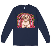 Navy shih tzu floral rainbow Long Sleeve Tee - JahusDesignShop