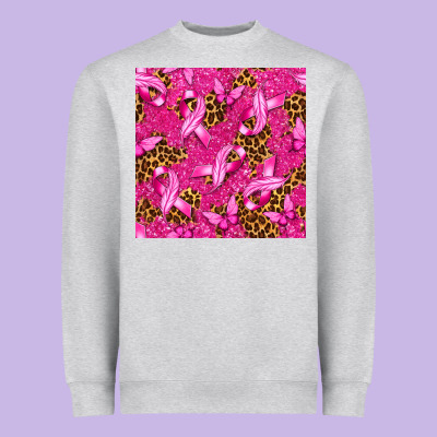 Breast Cancer With Ribbon And Butterfly Heavyweight Sweatshirt Designed By Texasbilliewilder