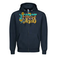 Navy but first jesus Zipper Hoodie - NancyCooperArtShop