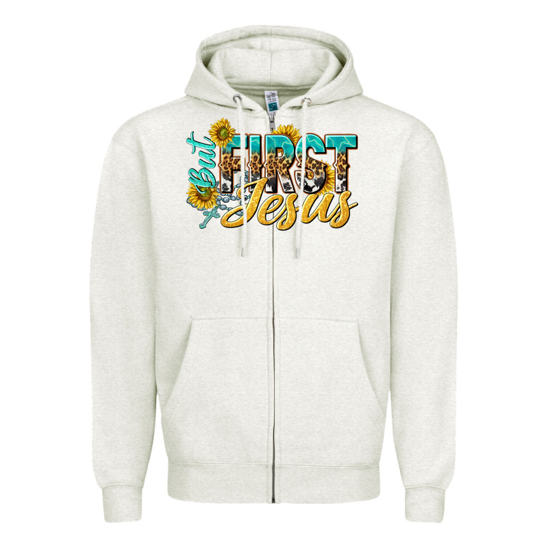 But First Jesus Zipper Hoodie by NancyCooperArtShop | Teevron