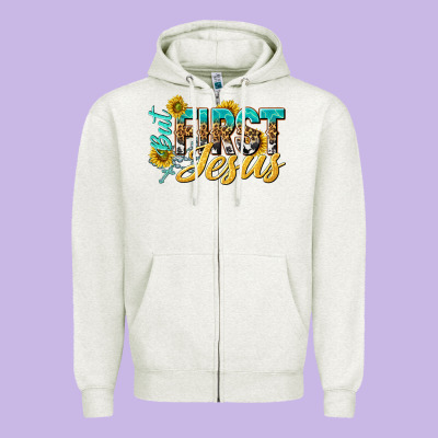 But First Jesus Zipper Hoodie Designed By Nancycooperartshop