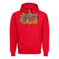 Red but first jesus Zipper Hoodie - NancyCooperArtShop