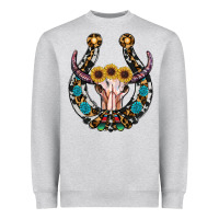 Heather Grey western horseshoe skull Heavyweight Sweatshirt - RanaPortraitStore