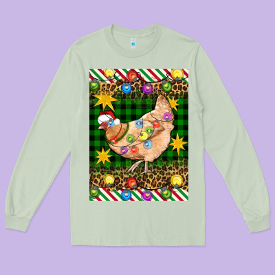 Christmas Chicken Long Sleeve Tee Designed By Artiststas