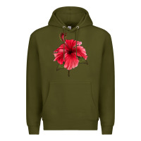 Army Green Puerto Rican Hibiscus Flower Premium Hoodie - LillyAllenDesigns