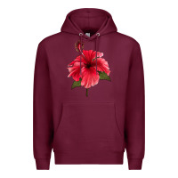 Burgundy Puerto Rican Hibiscus Flower Premium Hoodie - LillyAllenDesigns