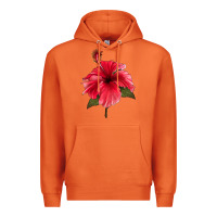 Carrot Puerto Rican Hibiscus Flower Premium Hoodie - LillyAllenDesigns