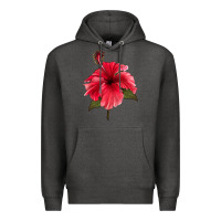 Charcoal Heather Puerto Rican Hibiscus Flower Premium Hoodie - LillyAllenDesigns