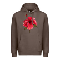Coffee Puerto Rican Hibiscus Flower Premium Hoodie - LillyAllenDesigns