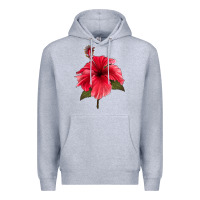 Heather Grey Puerto Rican Hibiscus Flower Premium Hoodie - LillyAllenDesigns