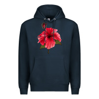 Navy Puerto Rican Hibiscus Flower Premium Hoodie - LillyAllenDesigns
