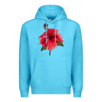 Ocean Blue Puerto Rican Hibiscus Flower Premium Hoodie - LillyAllenDesigns