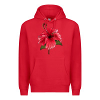 Red Puerto Rican Hibiscus Flower Premium Hoodie - LillyAllenDesigns