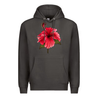 Smoke Puerto Rican Hibiscus Flower Premium Hoodie - LillyAllenDesigns
