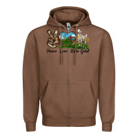 Chestnut Peace Love Kiko Goat Zipper Hoodie - LillyAllenDesigns
