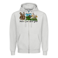 Dove Grey Peace Love Kiko Goat Zipper Hoodie - LillyAllenDesigns