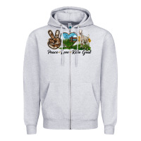 Heather Grey Peace Love Kiko Goat Zipper Hoodie - LillyAllenDesigns