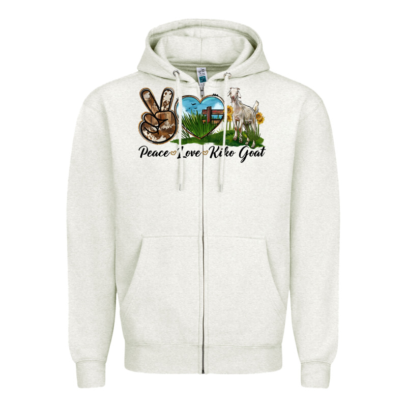 Peace Love Kiko Goat Zipper Hoodie by LillyAllenDesigns | Teevron