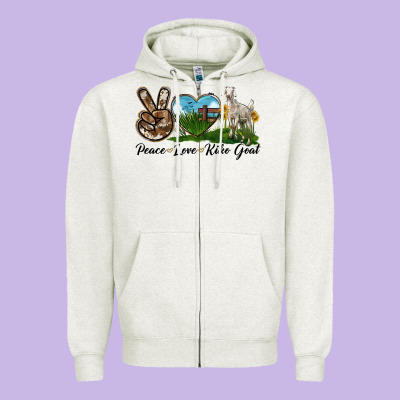 Peace Love Kiko Goat Zipper Hoodie Designed By Lillyallendesigns