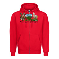 Red Peace Love Kiko Goat Zipper Hoodie - LillyAllenDesigns