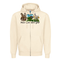 Sandshell Peace Love Kiko Goat Zipper Hoodie - LillyAllenDesigns