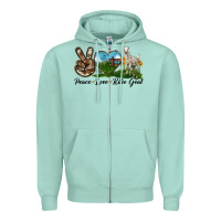 Seafoam Peace Love Kiko Goat Zipper Hoodie - LillyAllenDesigns
