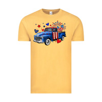 Vintage Mustard 4th of July American flag truck Vintage Tee - Neo Western