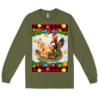 Army Green Christmas coop animals Long Sleeve Tee - Artiststas
